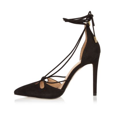 Black lace-up heels